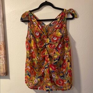 RACHEL Rachel Roy Orange Brown Tie Front Tank Top